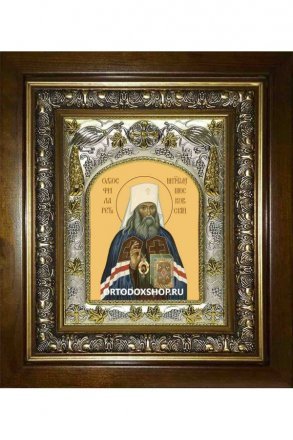 Икона Филарет митрополит Московский и Коломенский, 14x18 см, в деревянном киоте 20х24 см