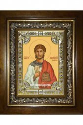 Икона Лаврентий Римский, 18x24 см, со стразами, в деревянном киоте
