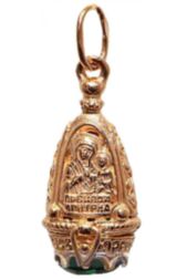 Ладанка серебро с позолотой Богородица Казанская сиреневый фианит