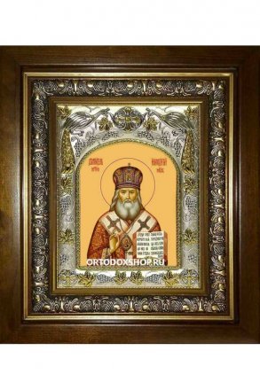 Икона Иннокентий Московский, 14x18 см, в деревянном киоте 20х24 см