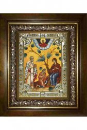 Икона Богородица Беседная, 18x24 см, со стразами, в деревянном киоте