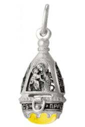 Ладанка серебряная Богородица Владимирская сиреневый фианит