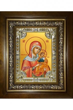 Икона Божьей Матери Коневская, 18x24 см, со стразами, в деревянном киоте