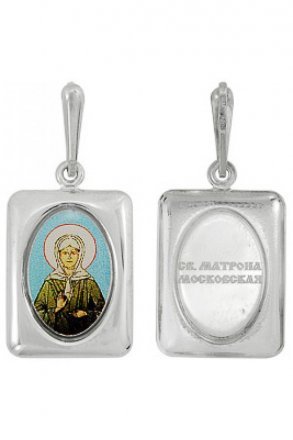 Нательная иконка Матрона Московская серебро 925 проба эмаль