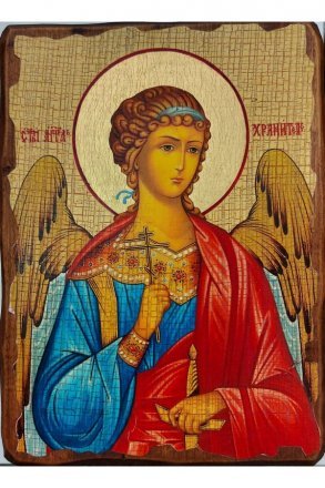 Икона Ангел Хранитель под старину (17 на 23 см)