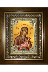 Икона Божья Матерь Млекопитательница, 18x24 см, со стразами, в деревянном киоте