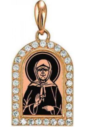 Нательная иконка Матрона Московская Святая Блаженная золотая