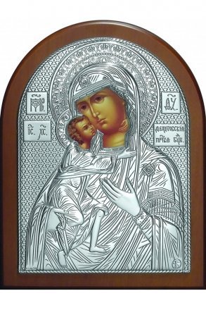 Икона Божья Матерь Федоровская 11*9 см серебряная, лик