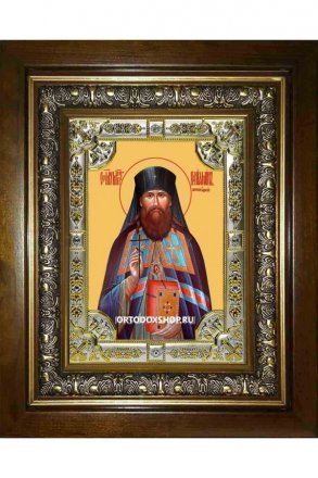 Икона Вениамин Петроградский, 18x24 см, со стразами, в деревянном киоте