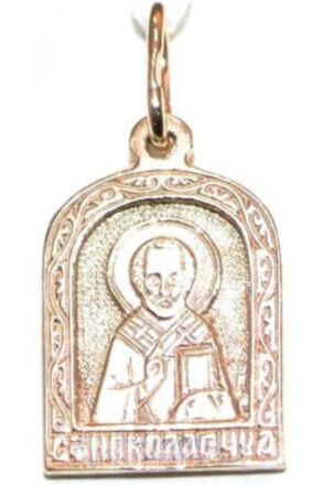Нательная иконка Николай Чудотворец серебро с позолотой
