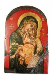 Икона Божья Матерь Взыграние младенца писаная