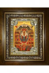 Икона Собор святых покровителей воинства Российского, 18x24 см, со стразами, в деревянном киоте