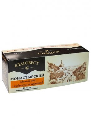 Монастырский &quot;Черный чай с чабрецом и черникой&quot; для трапезы 25 х 1,7г