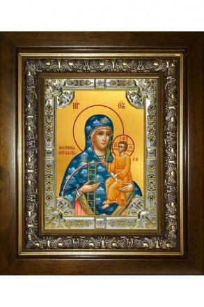 Икона Божьей Матери Молченская, 18x24 см, со стразами, в деревянном киоте