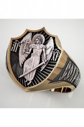 Кольцо Ангел Хранитель серебряное с позолотой