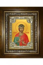 Икона Святослав Юрьевский Владимирский, 18x24 см, со стразами, в деревянном киоте