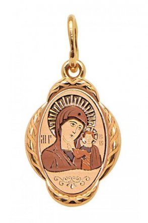 Нательная иконка золотая Божья Матерь Казанская