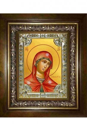 Икона Богородица Андрониковская, 18x24 см, со стразами, в деревянном киоте