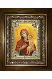 Икона Богородица Воспитание, 18x24 см, со стразами, в деревянном киоте
