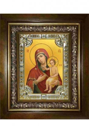 Икона Богородица Воспитание, 18x24 см, со стразами, в деревянном киоте