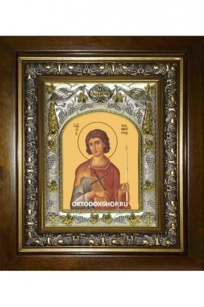 Икона Фанурий Родосский, 14x18 см, в деревянном киоте 20х24 см
