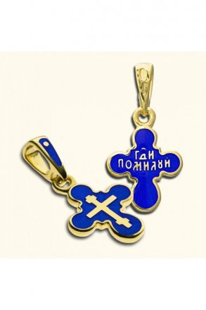 Крест Нательный детский серебряный с эмалью