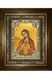 Икона Божья Матерь Помощница в родах, 18x24 см, со стразами, в деревянном киоте