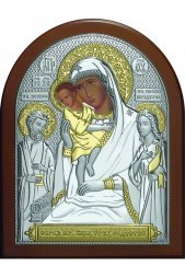 Икона Божья Матерь Трех Радостей 12*16 см, лик, серебряная с золотом