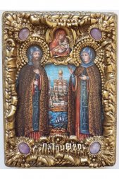 Икона Петр и Феврония Муромские 19 на14 см камни аметист