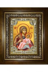 Икона Божьей Матери Козельщанская, 18x24 см, со стразами, в деревянном киоте