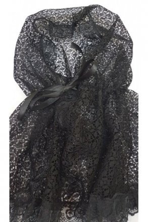 Ниспадающий платок (накидка-капор) черный гипюр