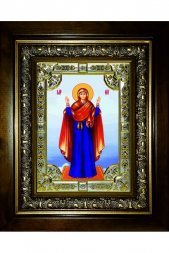 Икона Божья Матерь Нерушимая стена 24x30 см в серебряном окладе со стразами в деревянном киоте