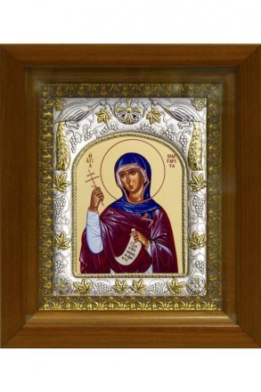 Икона Маргарита Антиохийская, 14x18 см, в деревянном киоте 20х24 см