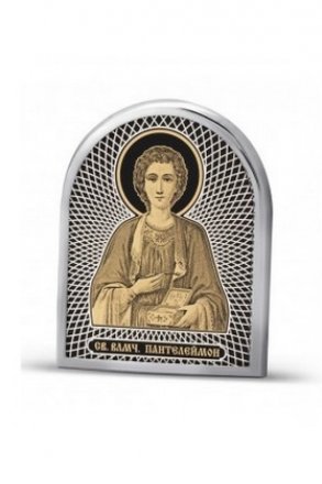 Икона Пантелеймон Целитель серебряная