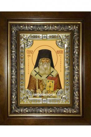 Икона Мелетий Рязанский и Зарайский, 18x24 см, со стразами, в деревянном киоте