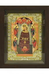 Икона Божья Матерь Прибавление Ума, 18x24 см, со стразами, в деревянном киоте