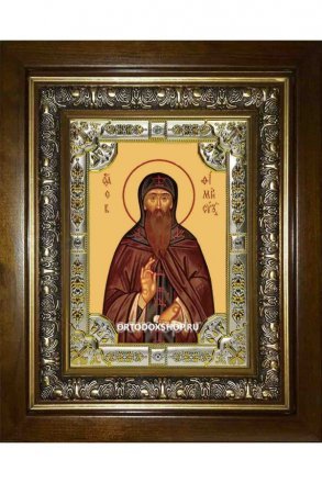 Икона Евфимий Суздальский, 18x24 см, со стразами, в деревянном киоте