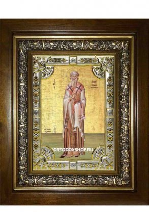 Икона Иерофей преподобный, 18x24 см, со стразами, в деревянном киоте