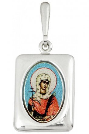 Нательная иконка Валентина Святая серебро 925 проба эмаль
