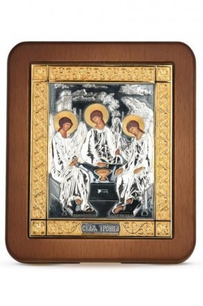 Икона Святая Троица серебро золото 11,7 х 13,7 см