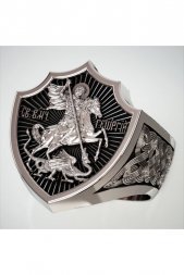 Кольцо Георгий Победоносец серебряное (размер 23.5)