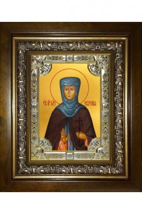 Икона Евгения преподобномученица, 18x24 см, со стразами, в деревянном киоте