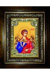 Икона Ангел Хранитель 24x30 см в серебряном окладе со стразами в деревянном киоте