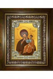 Икона Богородица Ватопедская, 18x24 см, со стразами, в деревянном киоте