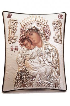 Икона Божья Матерь Владимирская 8 на 9 см в серебряном окладе