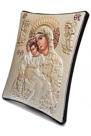 Икона Божья Матерь Владимирская 8 на 9 см в серебряном окладе