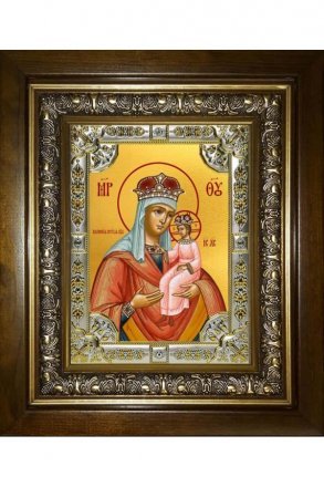 Икона Божьей Матери Ильинская, 18x24 см, со стразами, в деревянном киоте