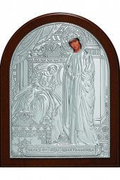 Икона Божья Матерь Целительница 16*12 см серебряная, лик