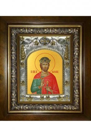 Икона Святослав Юрьевский Владимирский, 14x18 см, в деревянном киоте 20х24 см