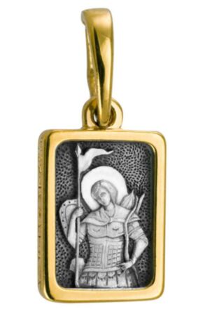Образок Димитрий Солунский серебряный с позолотой